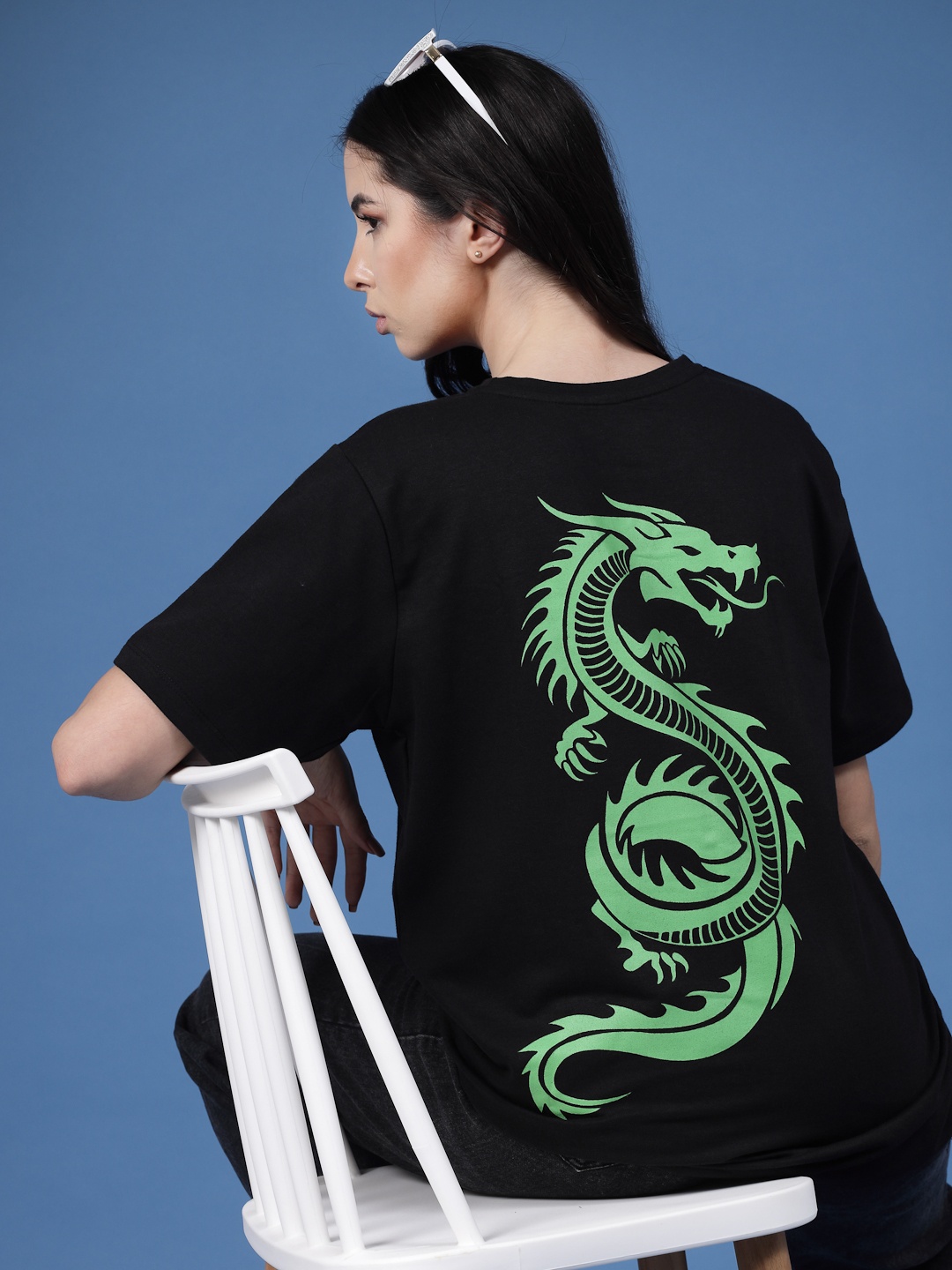 

Rigo Printed Drop-Shoulder Sleeves Pure Cotton T-shirt, Black