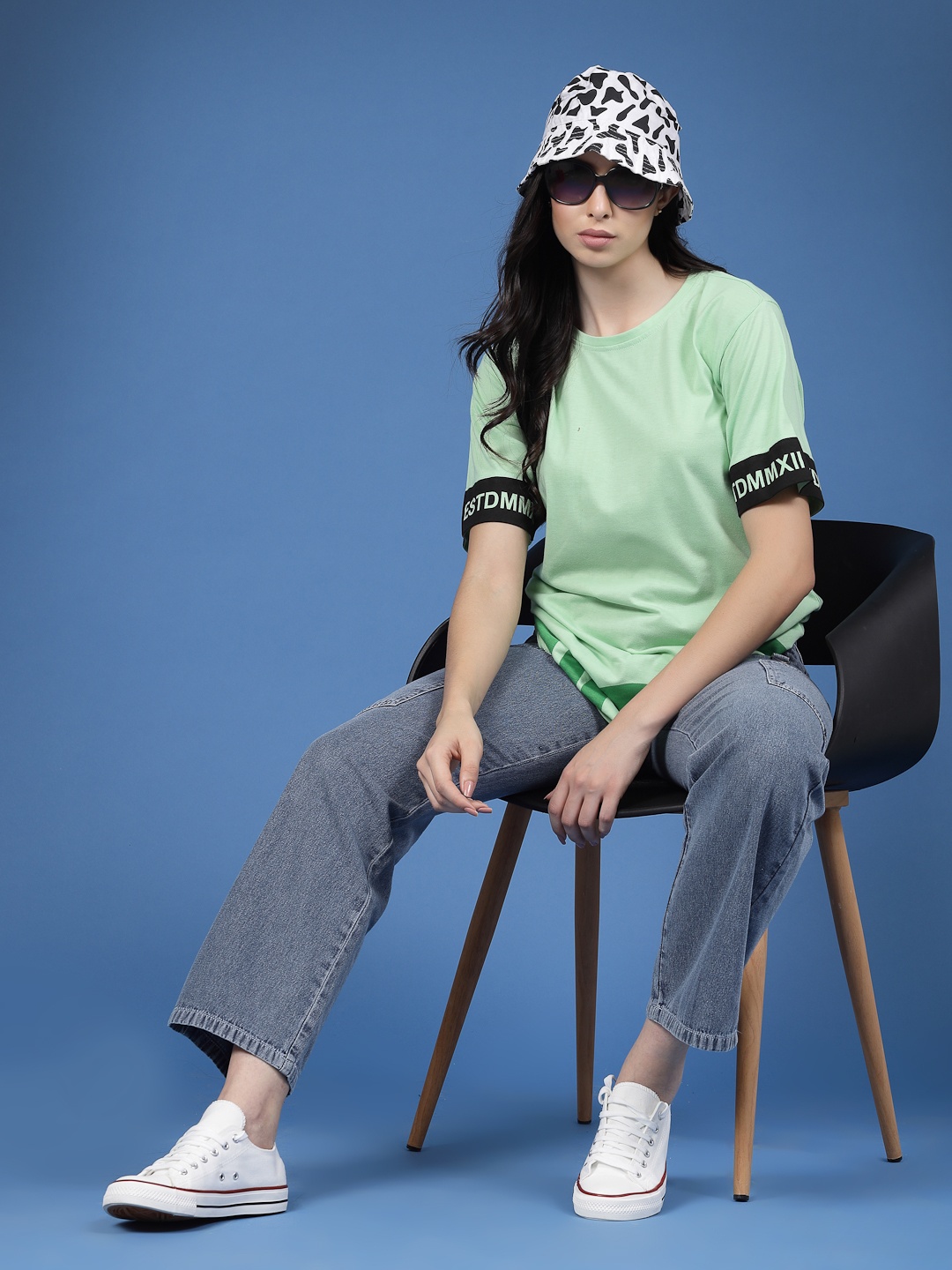 

Rigo Printed Drop-Shoulder Sleeves Pure Cotton T-shirt, Green