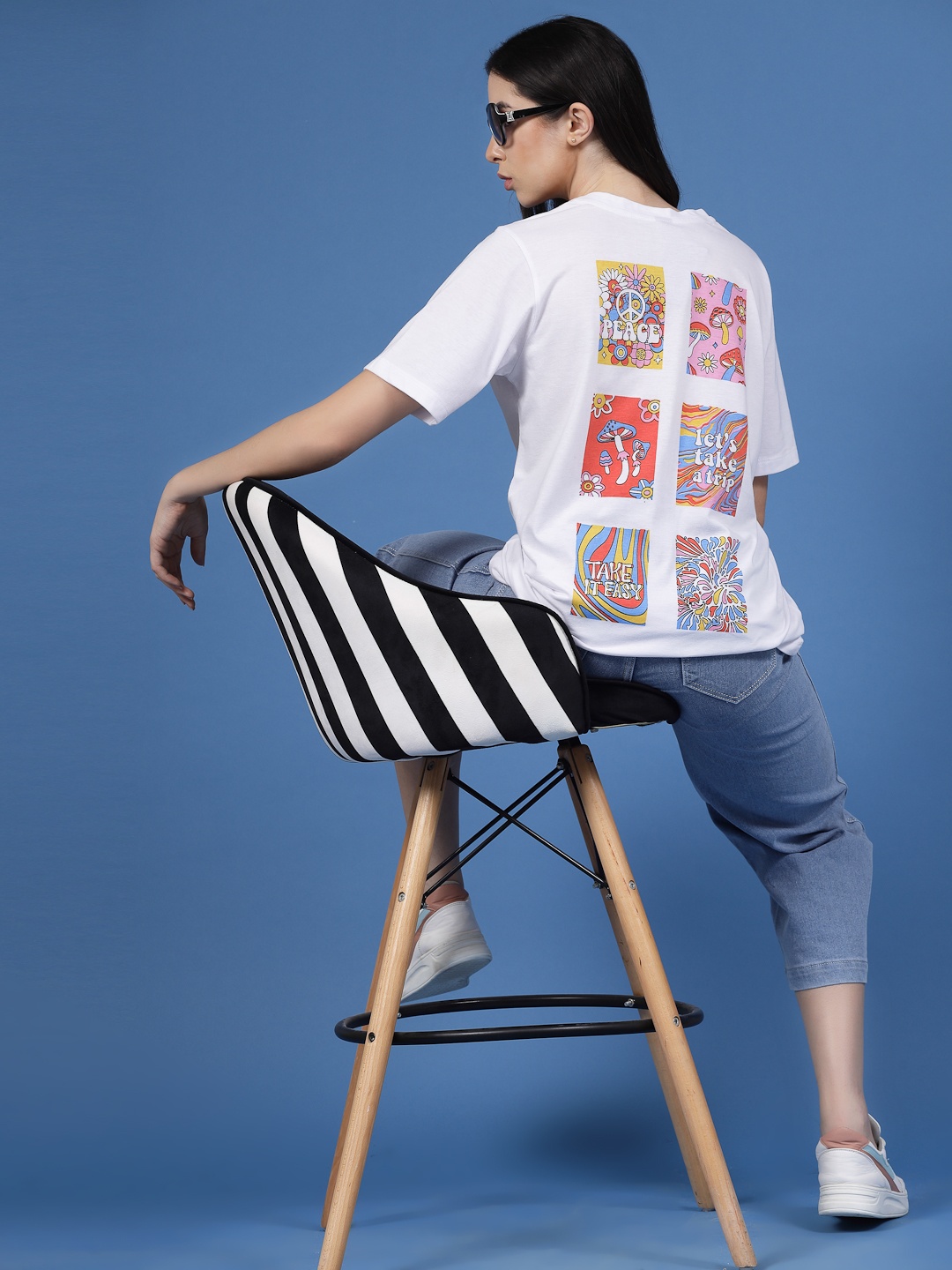 

Rigo Pure Cotton Printed Drop-Shoulder Sleeves T-shirt, White