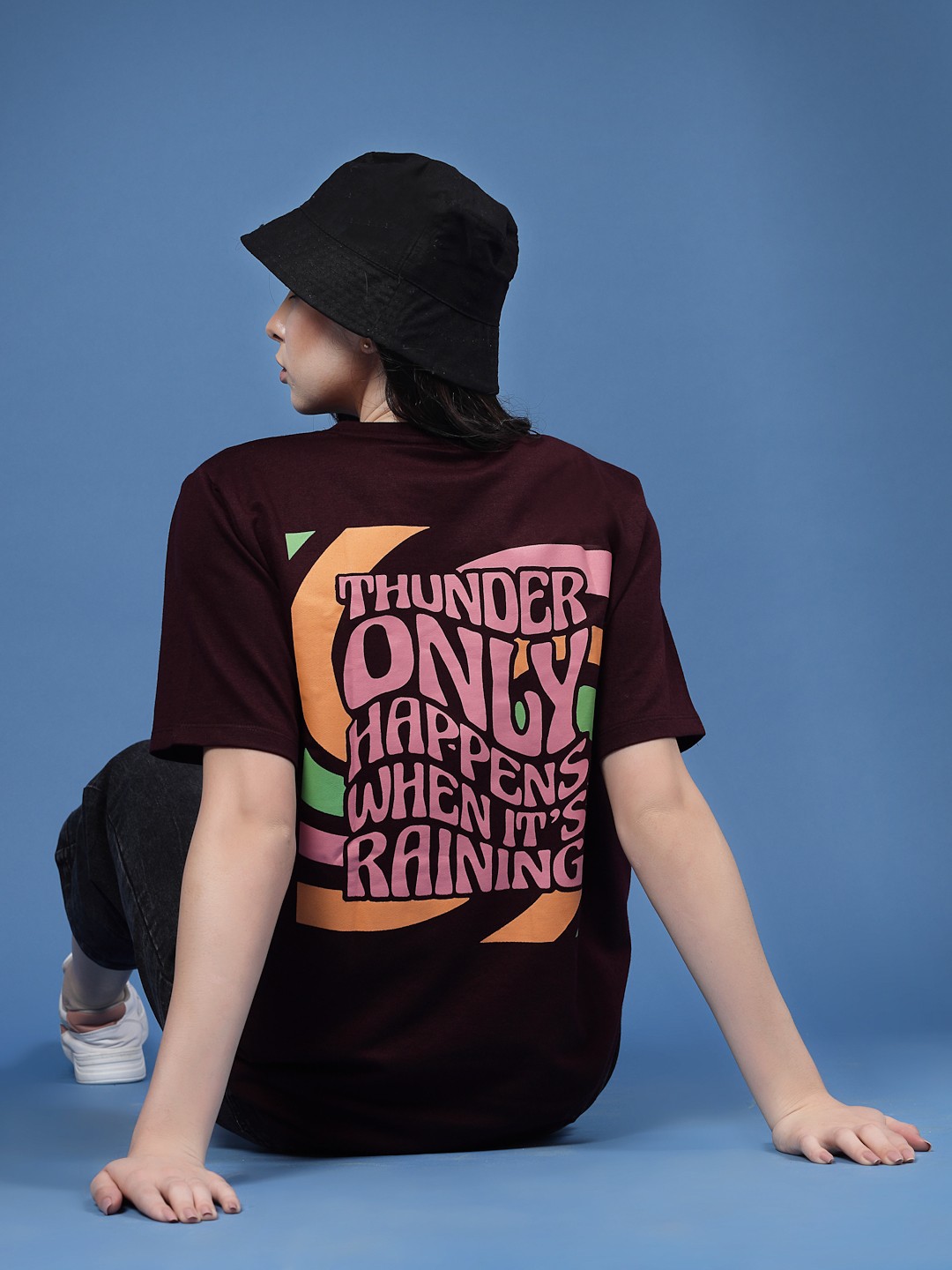 

Rigo Pure Cotton Printed Drop-Shoulder Sleeves T-shirt, Burgundy