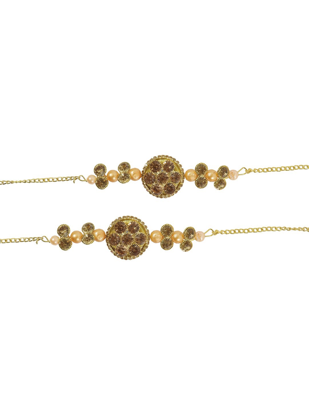 

NMII Men Set Of 2 Gold Plated Zircon Gemstone-studded Rakhi