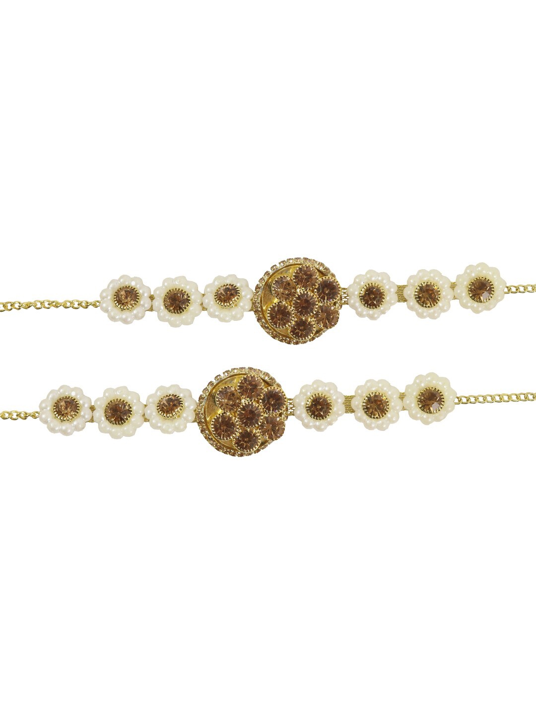 

NMII Men Set Of 2 Gold Plated Zircon Gemstone-studded Rakhi