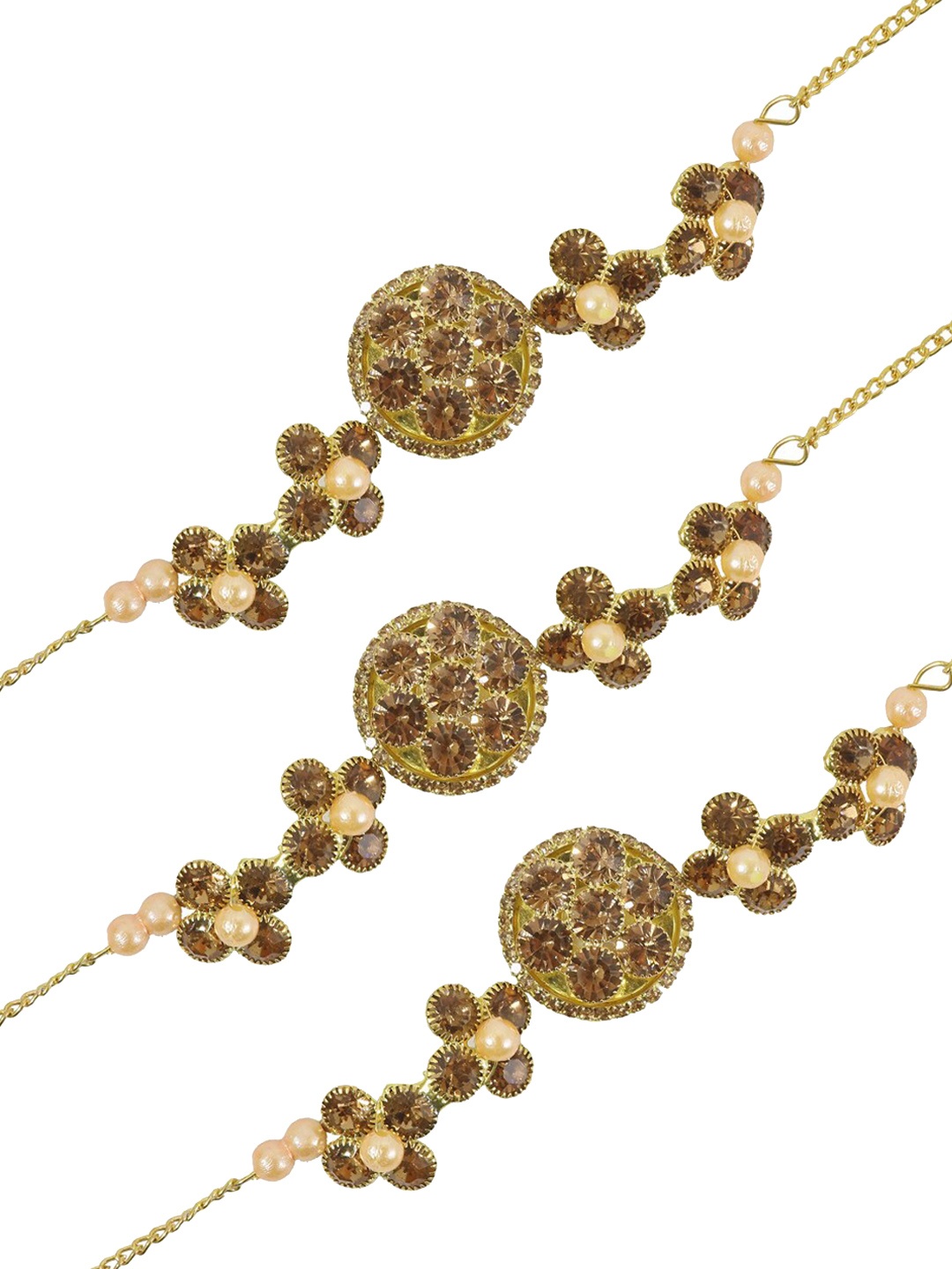 

NMII Men Set Of 3 Gold Plated Zircon Gemstone-studded Rakhi