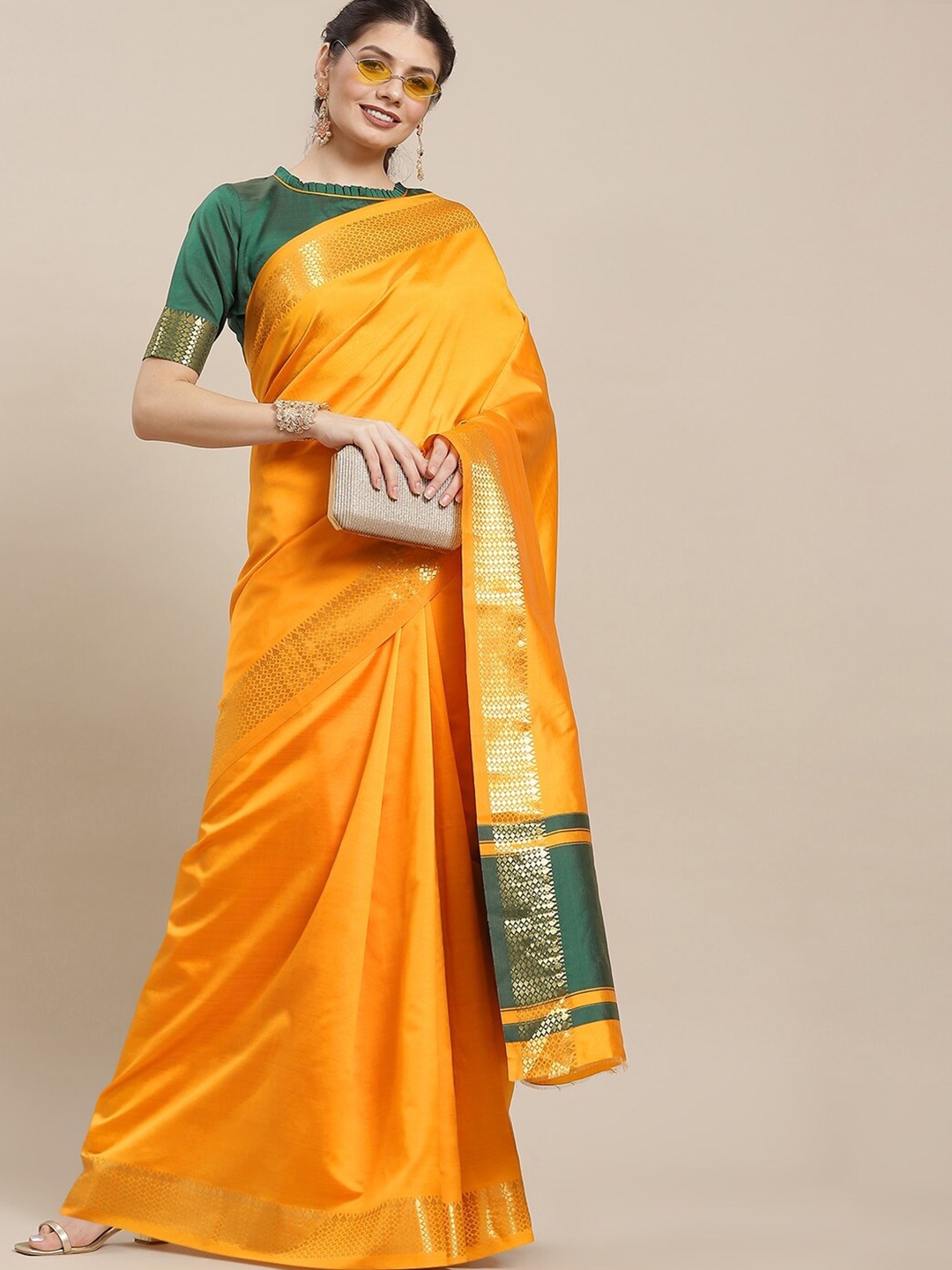 

KALINI Zari Silk Cotton Banarasi Saree, Yellow