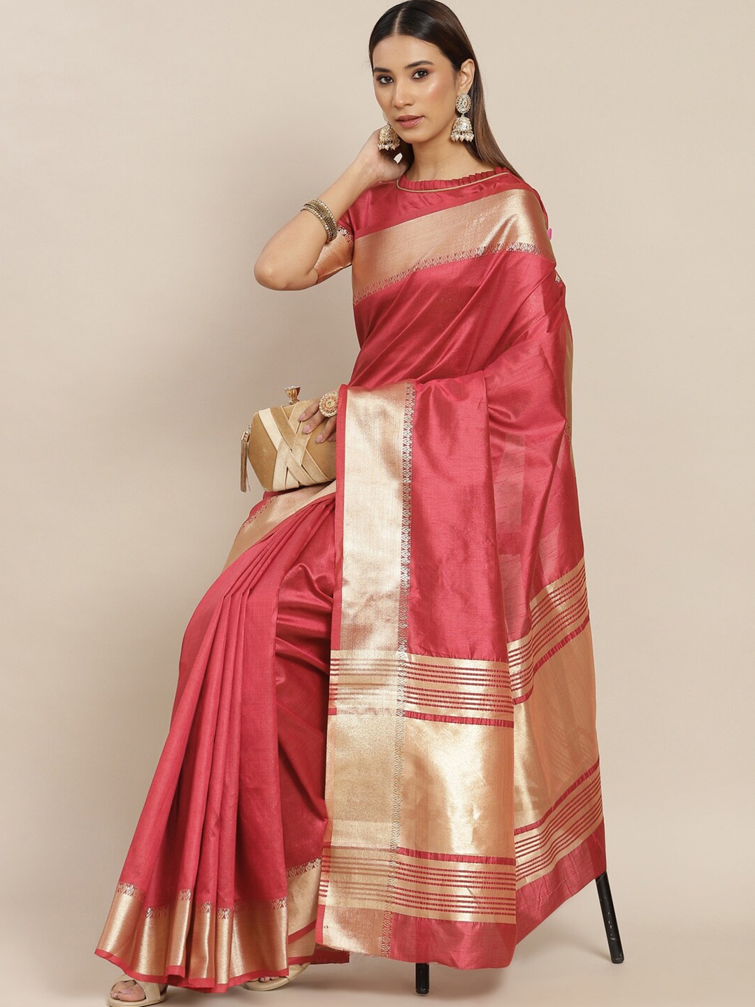 

KALINI Zari Pure Silk Banarasi Saree, Maroon