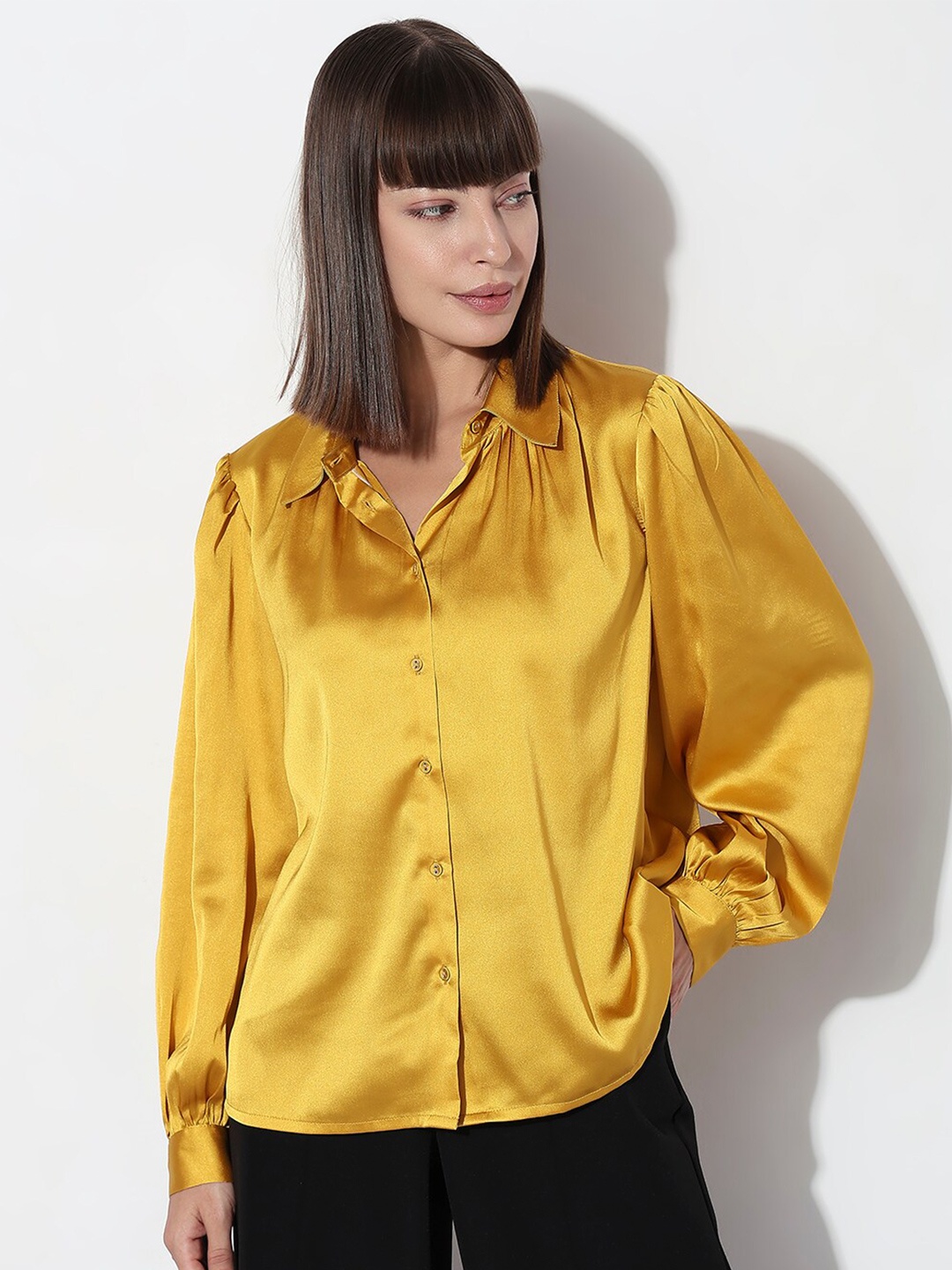

Vero Moda Cuffed Sleeves Opaque Casual Shirt, Yellow