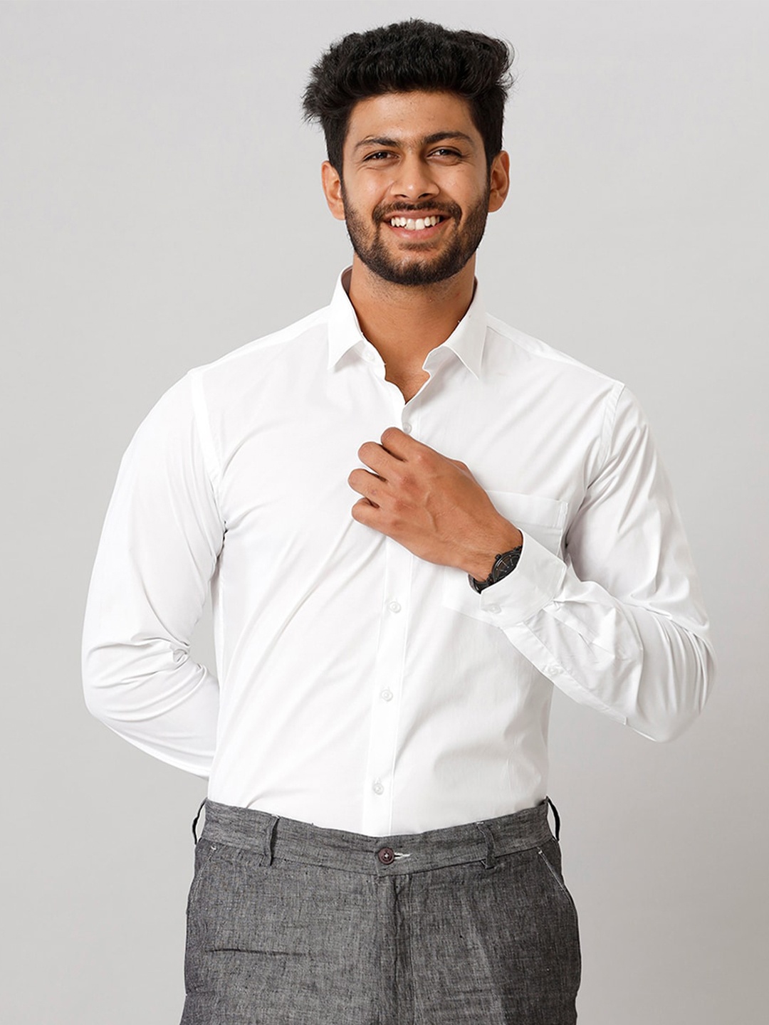 

RAMRAJ Men Cotton Full Sleeve Formal Shirt, White