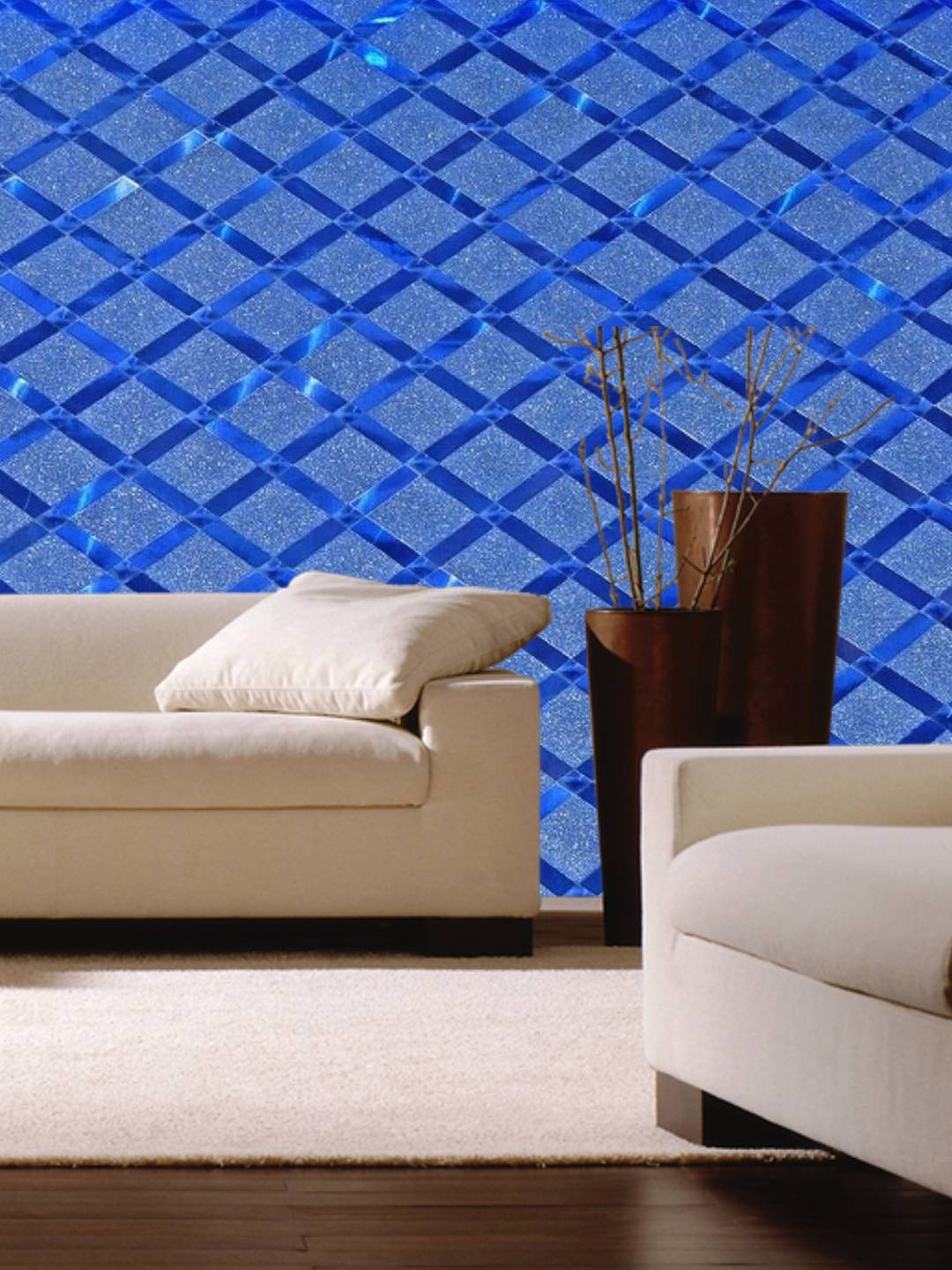 

Jaamso Royals Blue Checked Glitter Vinyl Self Adhesive Wallpaper