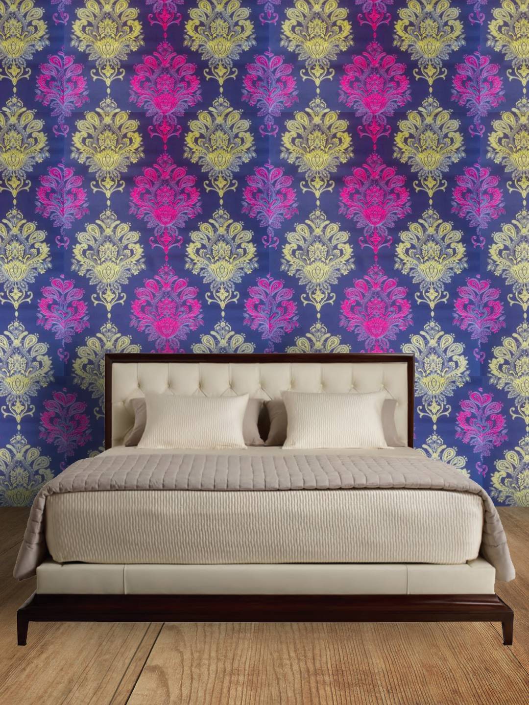 

Jaamso Royals Blue & Purple Damask Pattern Waterproof Self Adhesive Decor Wallpaper