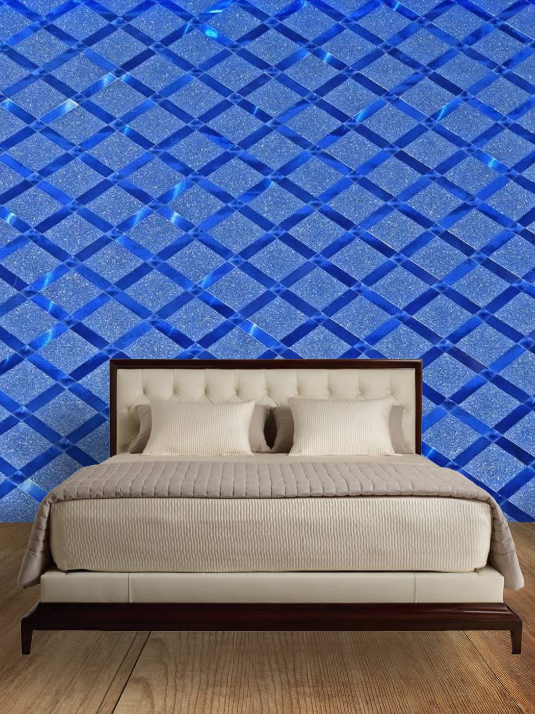 

Jaamso Royals Blue Checked Glitter Vinyl Self Adhesive Wallpaper