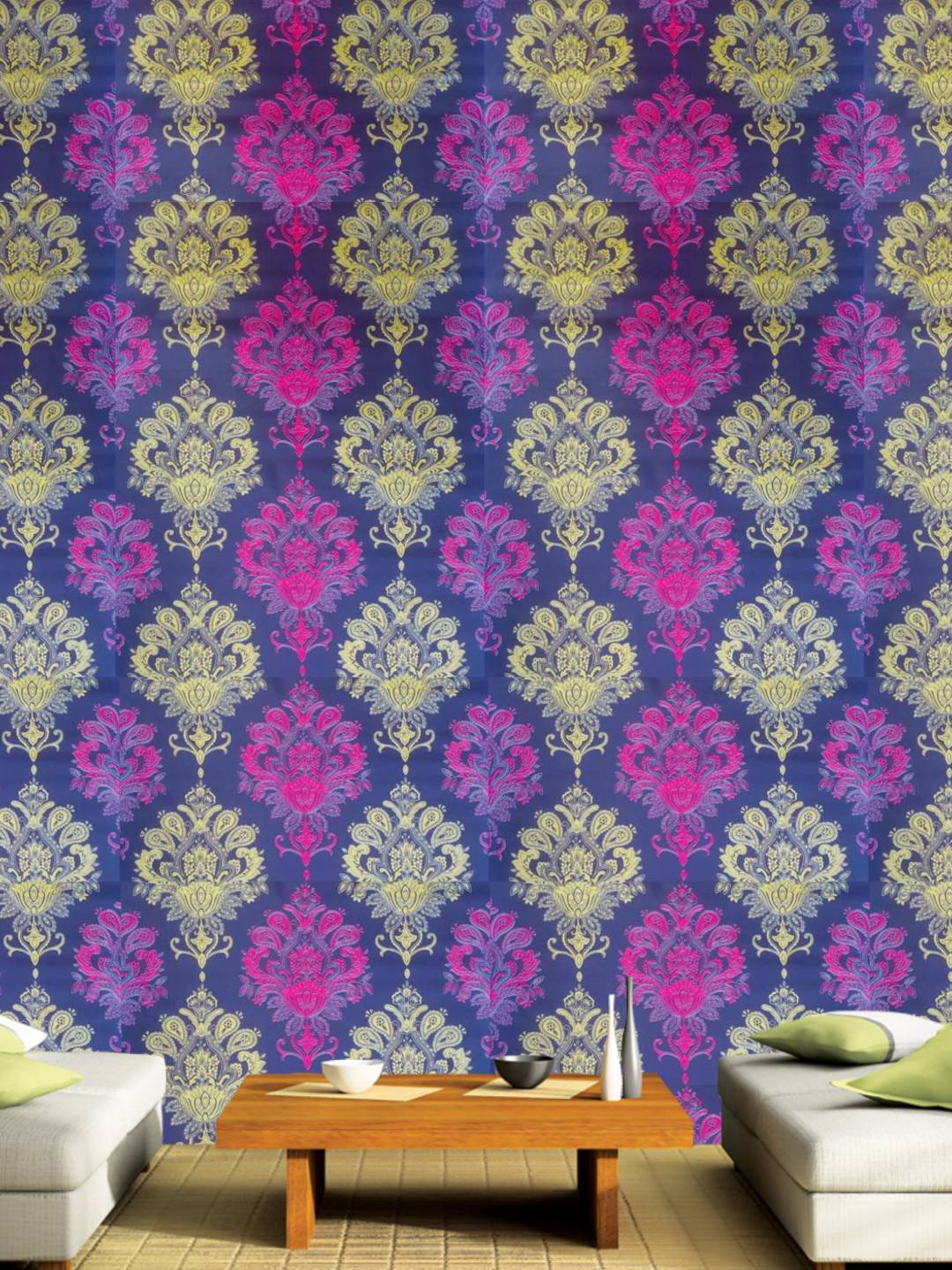 

Jaamso Royals Cream-Colored & Purple Printed Self Adhesive Wallpaper