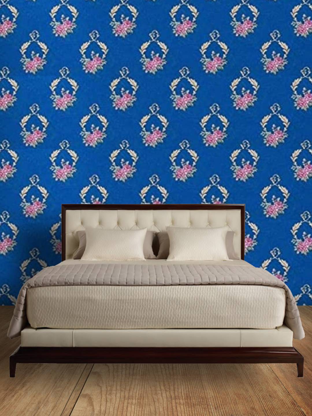 

Jaamso Royals Blue & Pink Floral Pattern Waterproof Self Adhesive Decoration Wallpaper