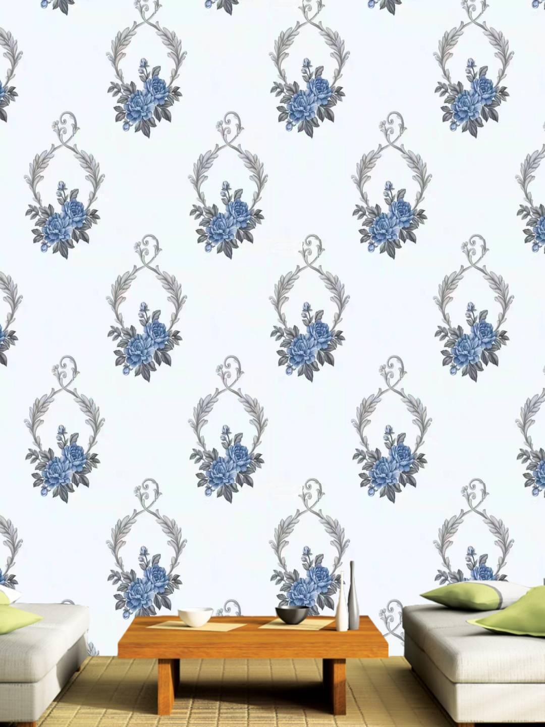 

Jaamso Royals White & Blue Printed Self Adhesive Wallpaper