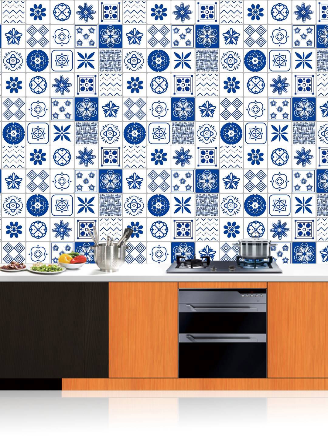 

Jaamso Royals Off White & Blue Printed Self-Adhesive Wall Sticker