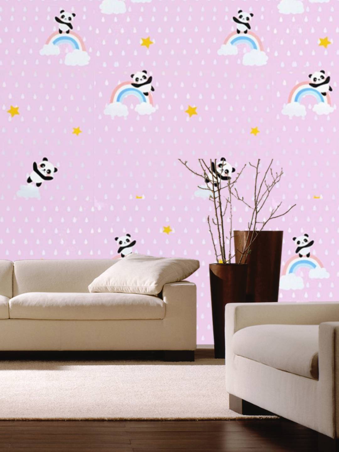 Jaamso Royals Cartoon Animal Design Printed Self-Adhesive Wall Sticker, Pink
