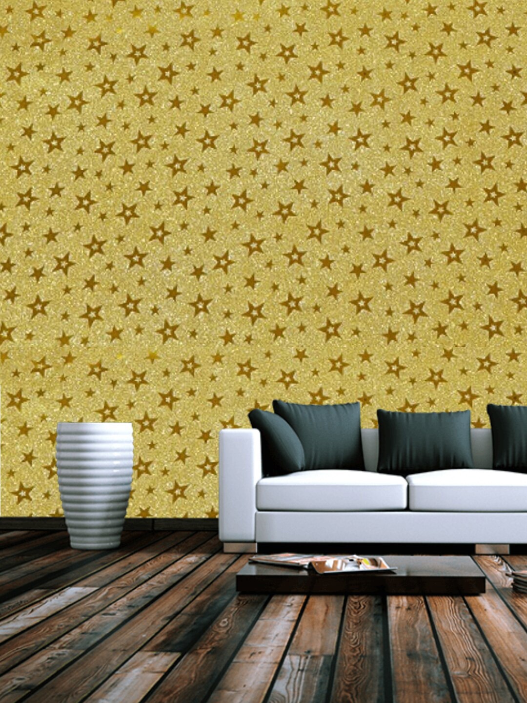 

Jaamso Royals Star Printed Self-Adhesive Wall Sticker, Yellow