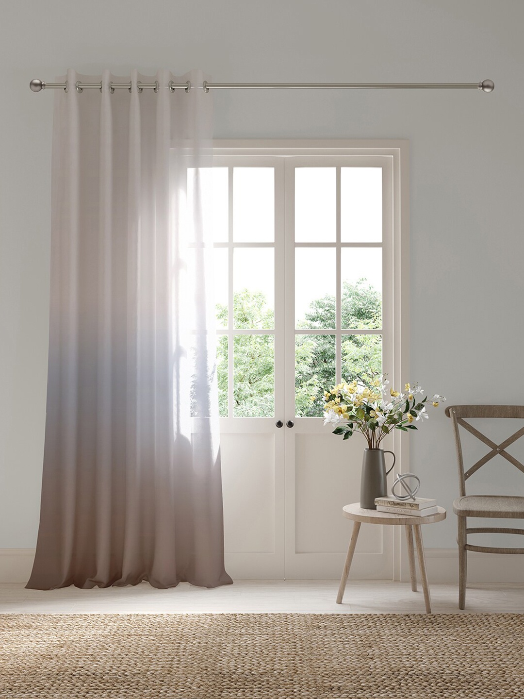 DDecor Blue & White Sheer Door Curtain
