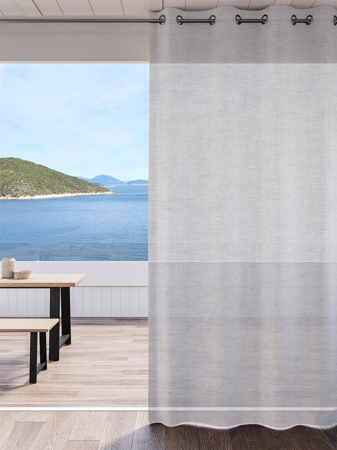 

DDecor Grey Sheer Door Curtain