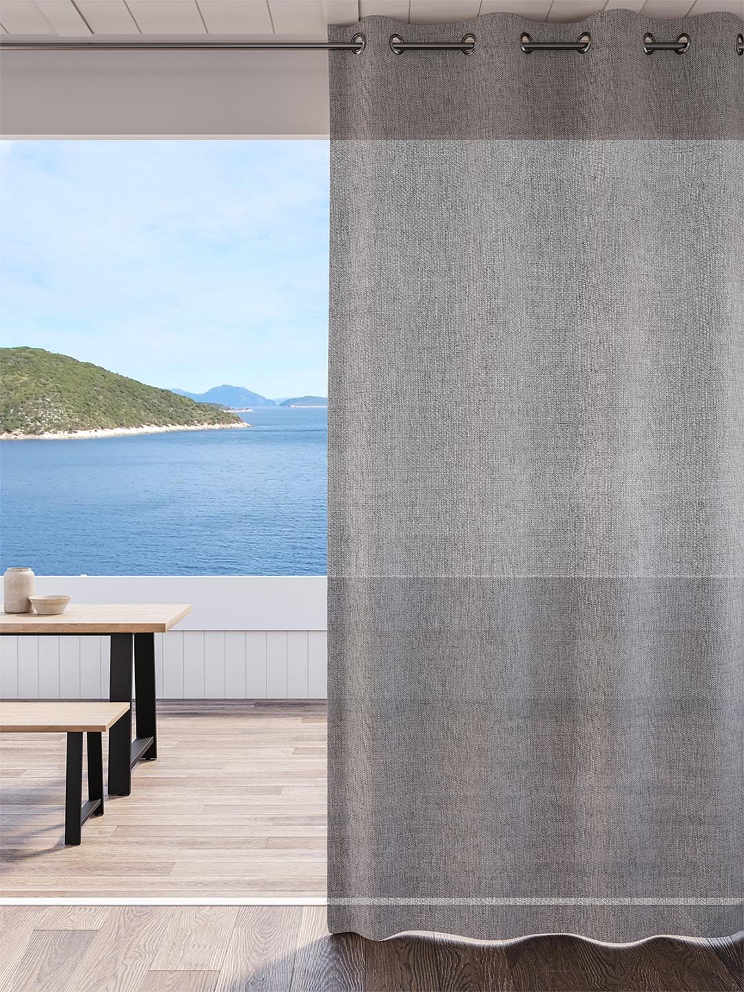 

DDecor Grey Sheer Long Door Curtain