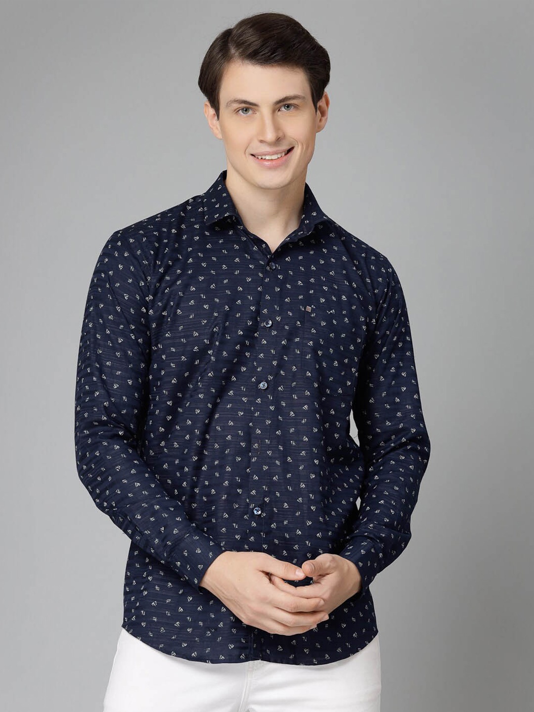 

JADEBERRY Men Standard Floral Printed Cotton Casual Shirt, Blue