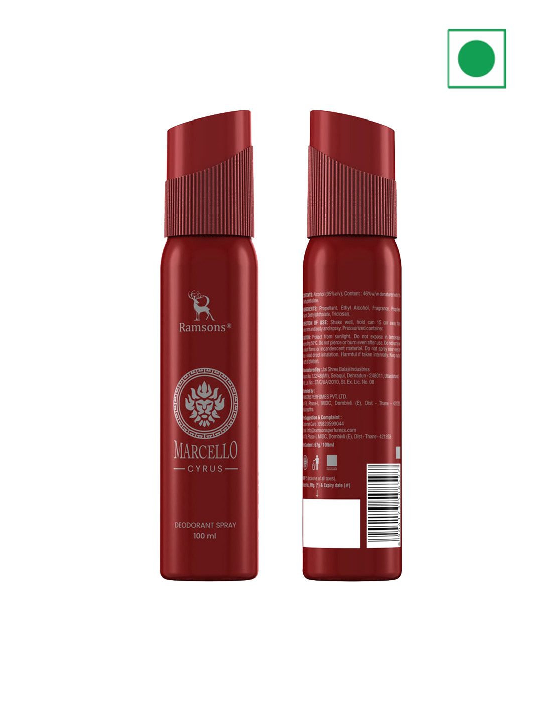 

Ramsons Marcello Cyrus Deodorant Spray 67g (100 ml), Red