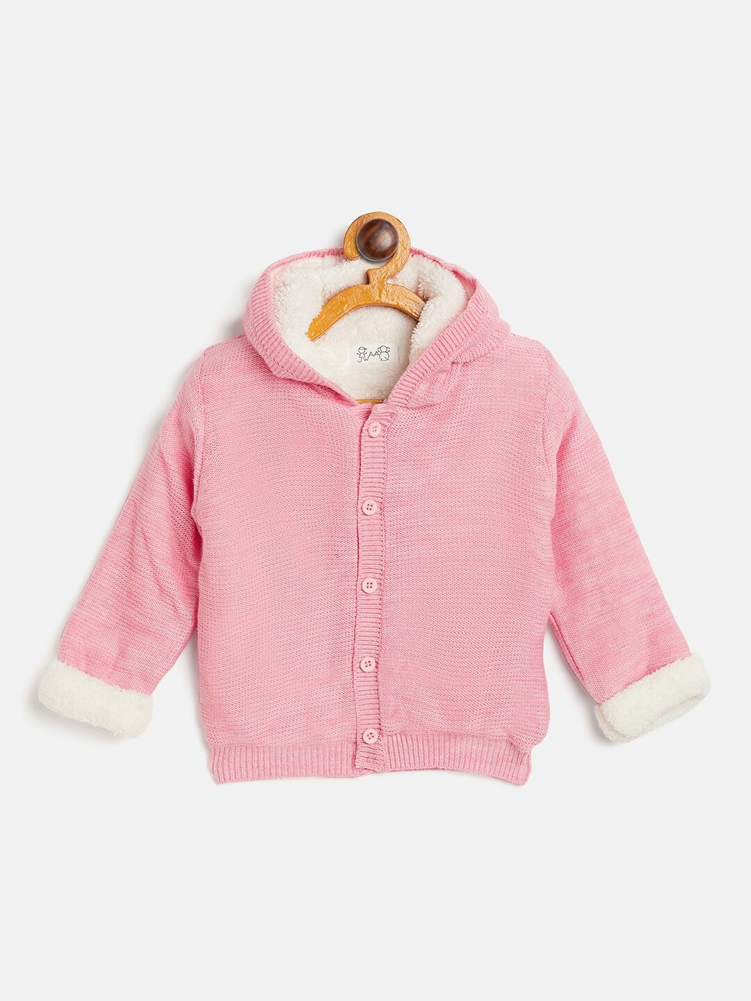 

JWAAQ Girls Hooded Fur Lined Cardigan, Pink
