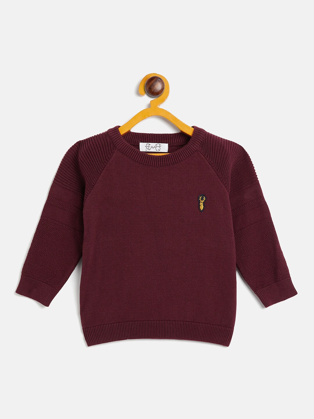 

JWAAQ Boys Round Neck Pure Cotton Pullover Sweater, Burgundy