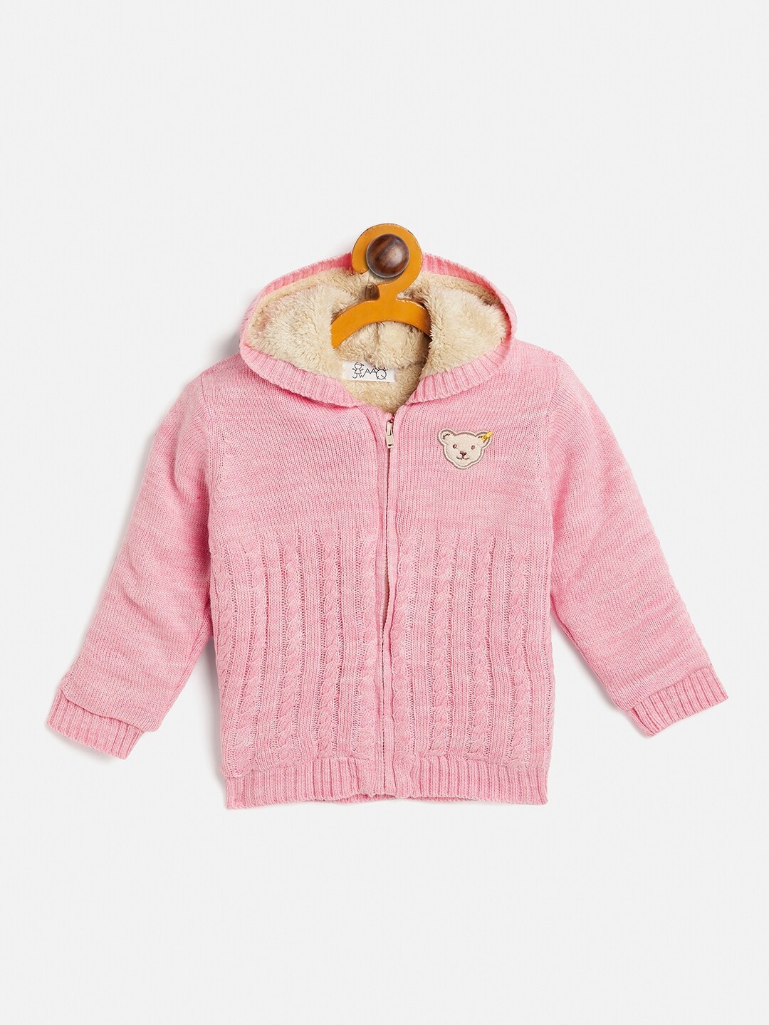 

JWAAQ Girls able Knit Hooded Cardigan Pure Cotton Sweater, Pink