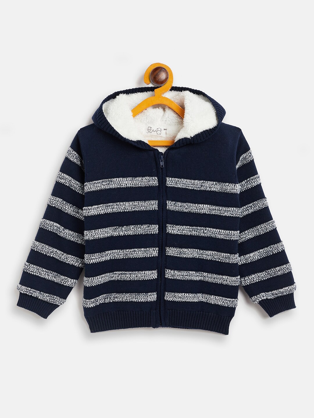 

JWAAQ Boys Striped Pure Cotton Cardigan Sweater, Navy blue