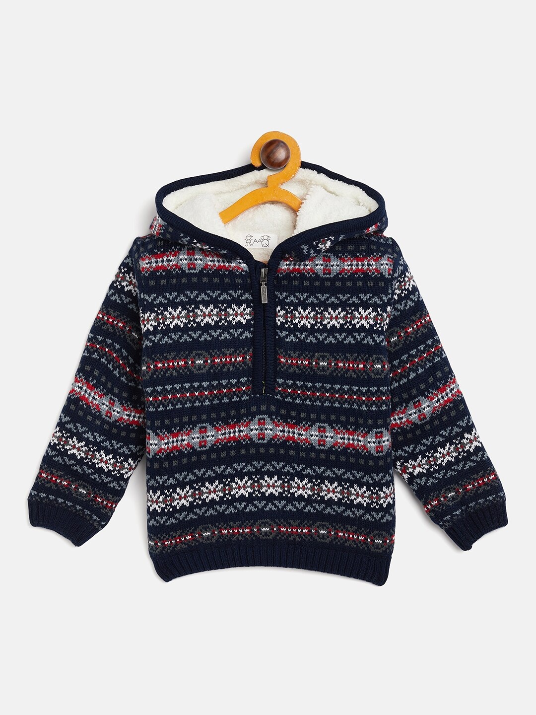 

JWAAQ Boys Striped Hooded Pullover, Navy blue