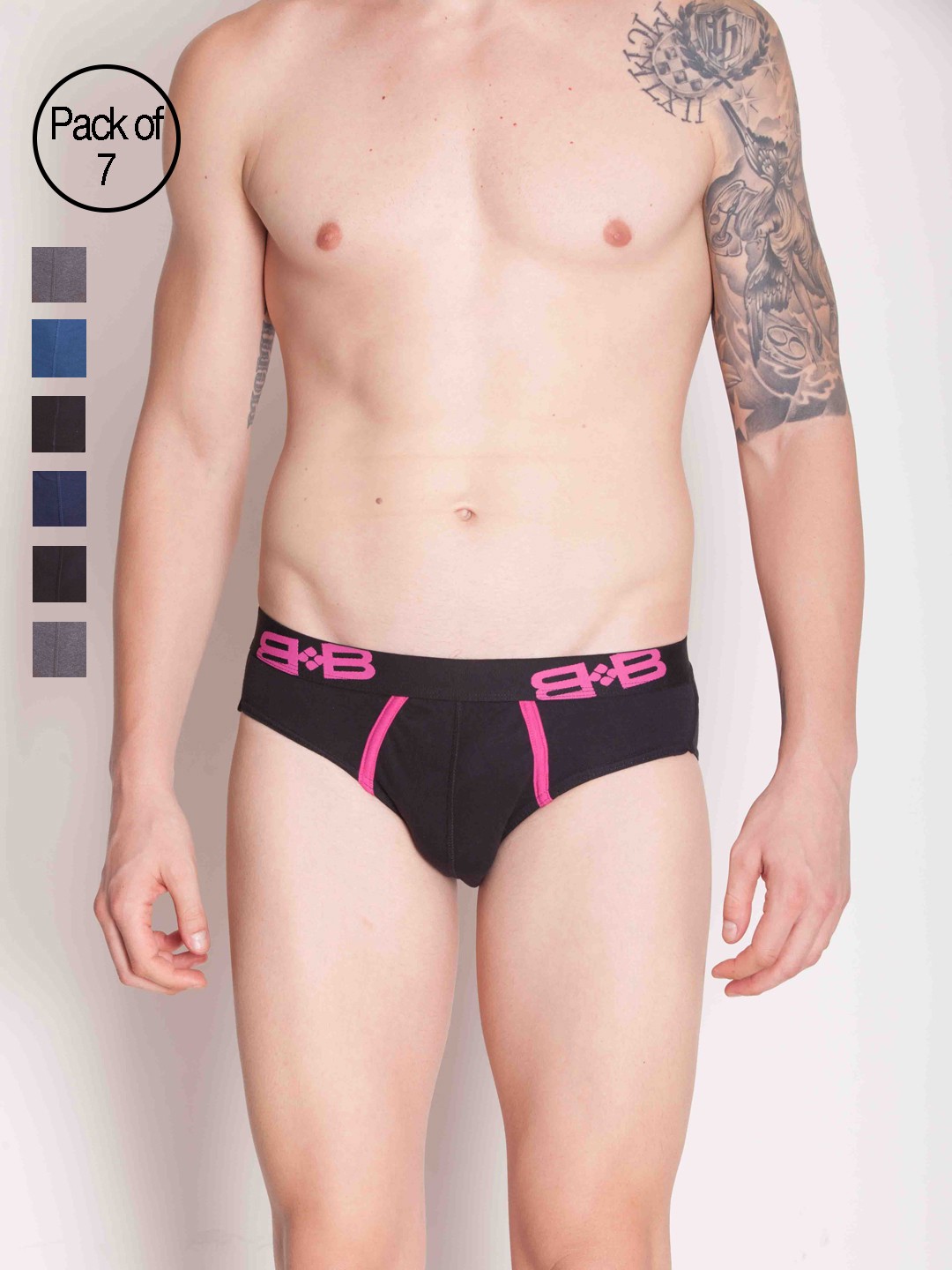 

Dollar Bigboss Men's Solid Pack of 7 Cotton Superior Snug Fit Brief MDBR02-PO7, Multi