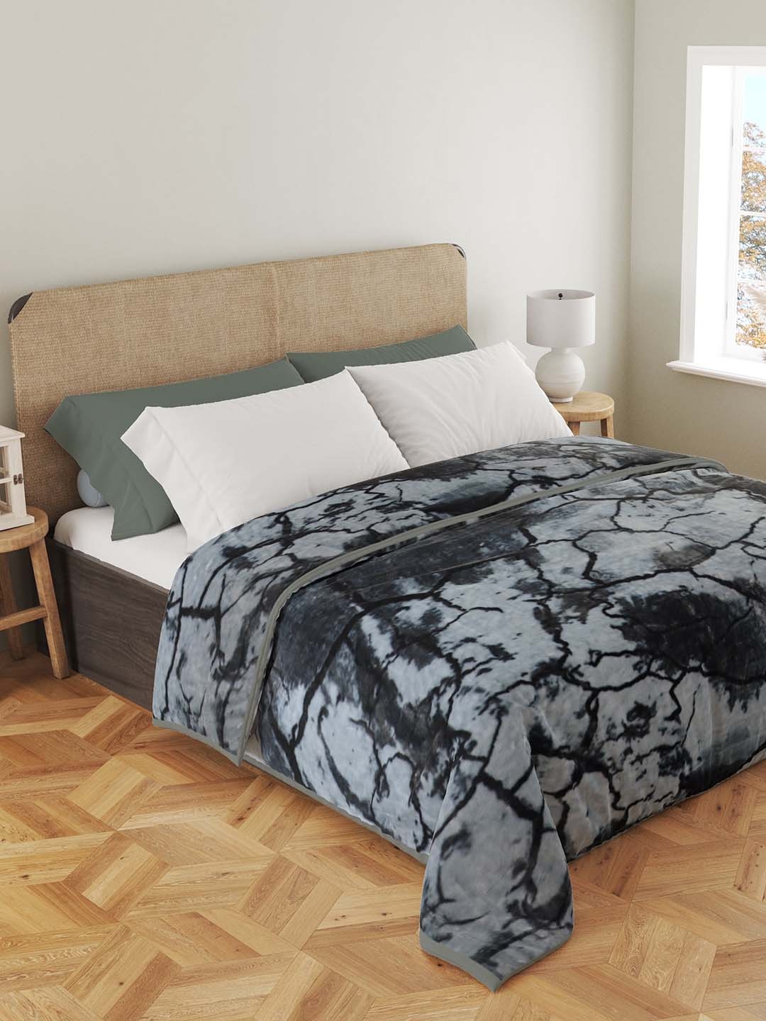 

Nivasam Grey Mink Mild Winter 500 GSM Double Bed Blanket