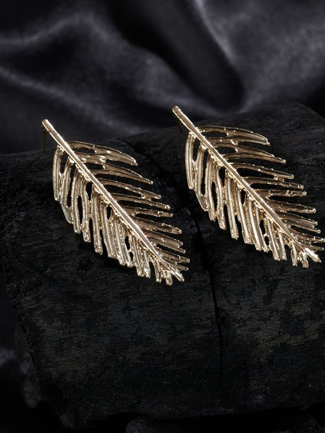 

ISHKAARA Feather Shaped Drop Earrings, Gold