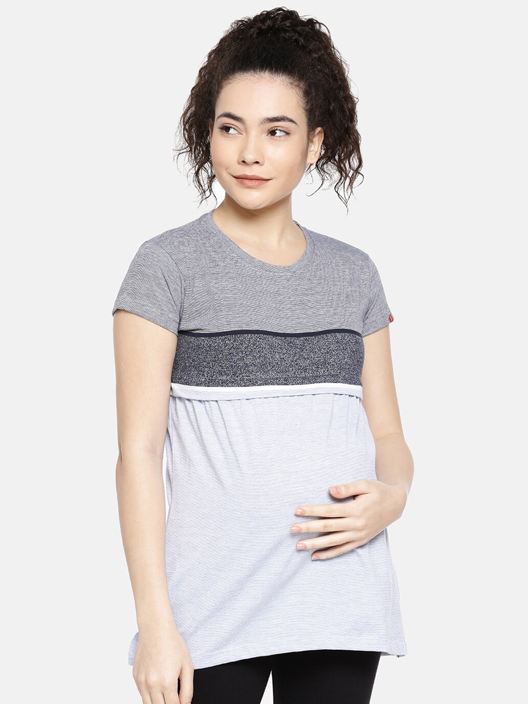 

GOLDSTROMS Colourblocked Maternity Longline Top, Grey