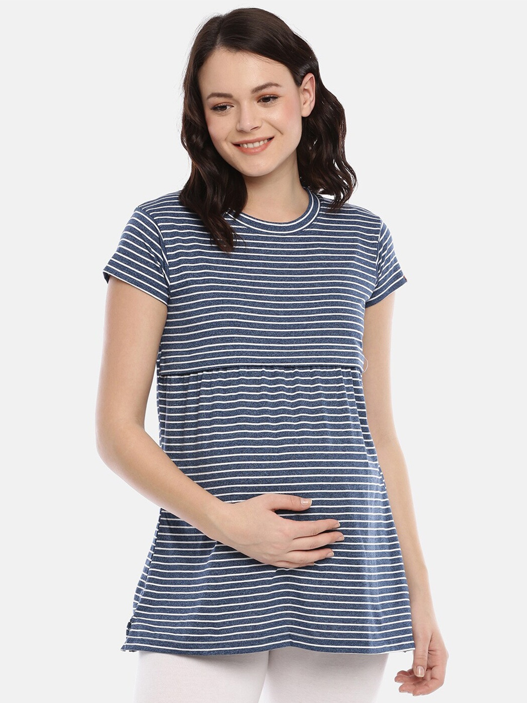 

GOLDSTROMS Striped Maternity Longline Top, Blue