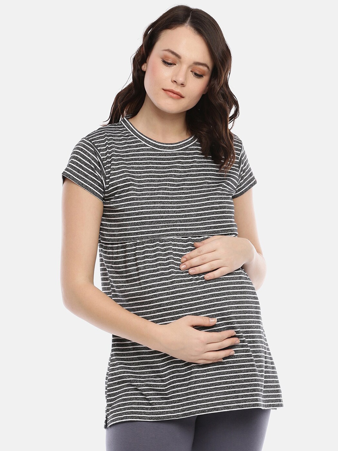 

GOLDSTROMS Striped Maternity Top, Charcoal