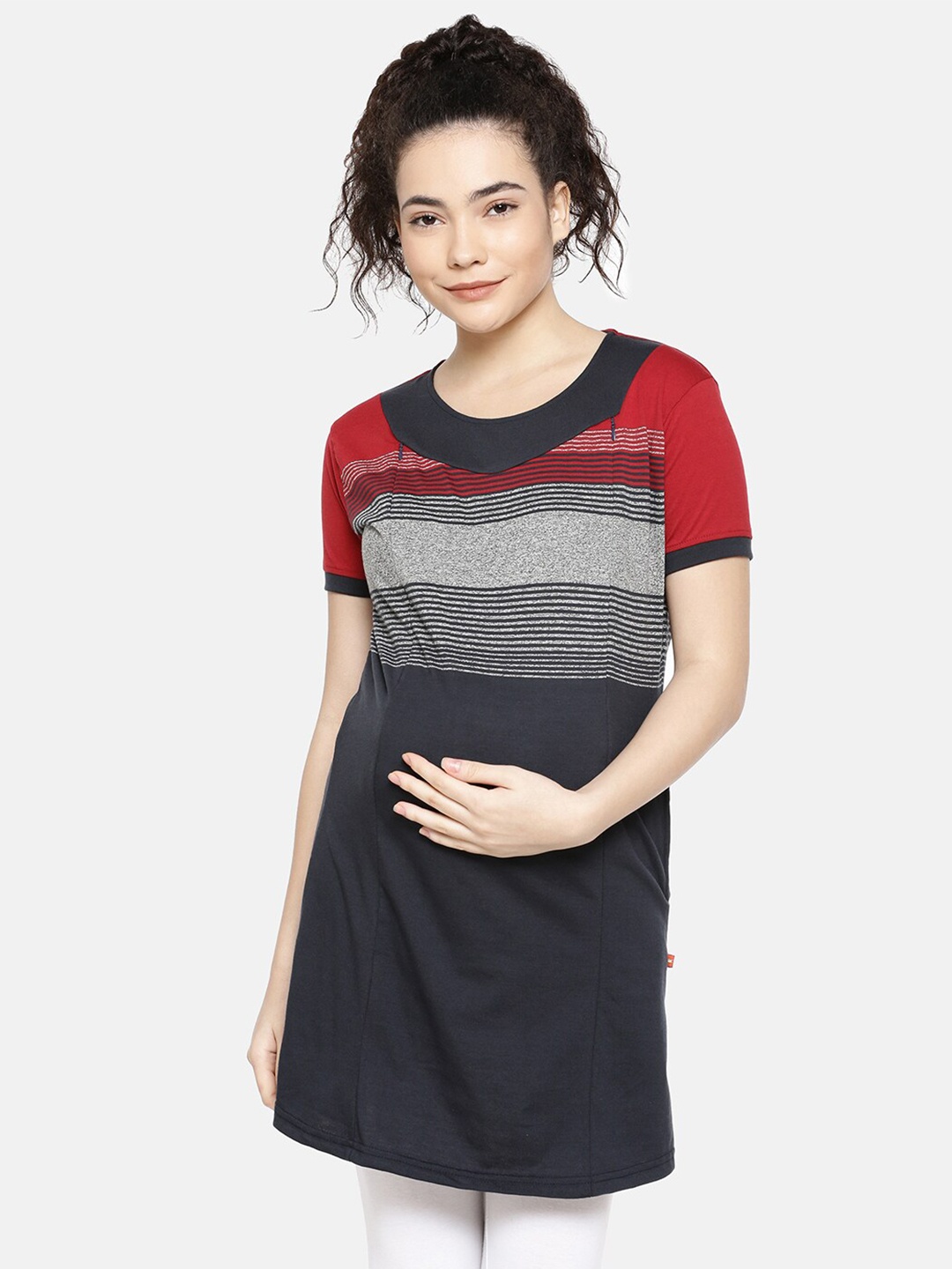 

GOLDSTROMS Striped Longline Maternity Top, Red