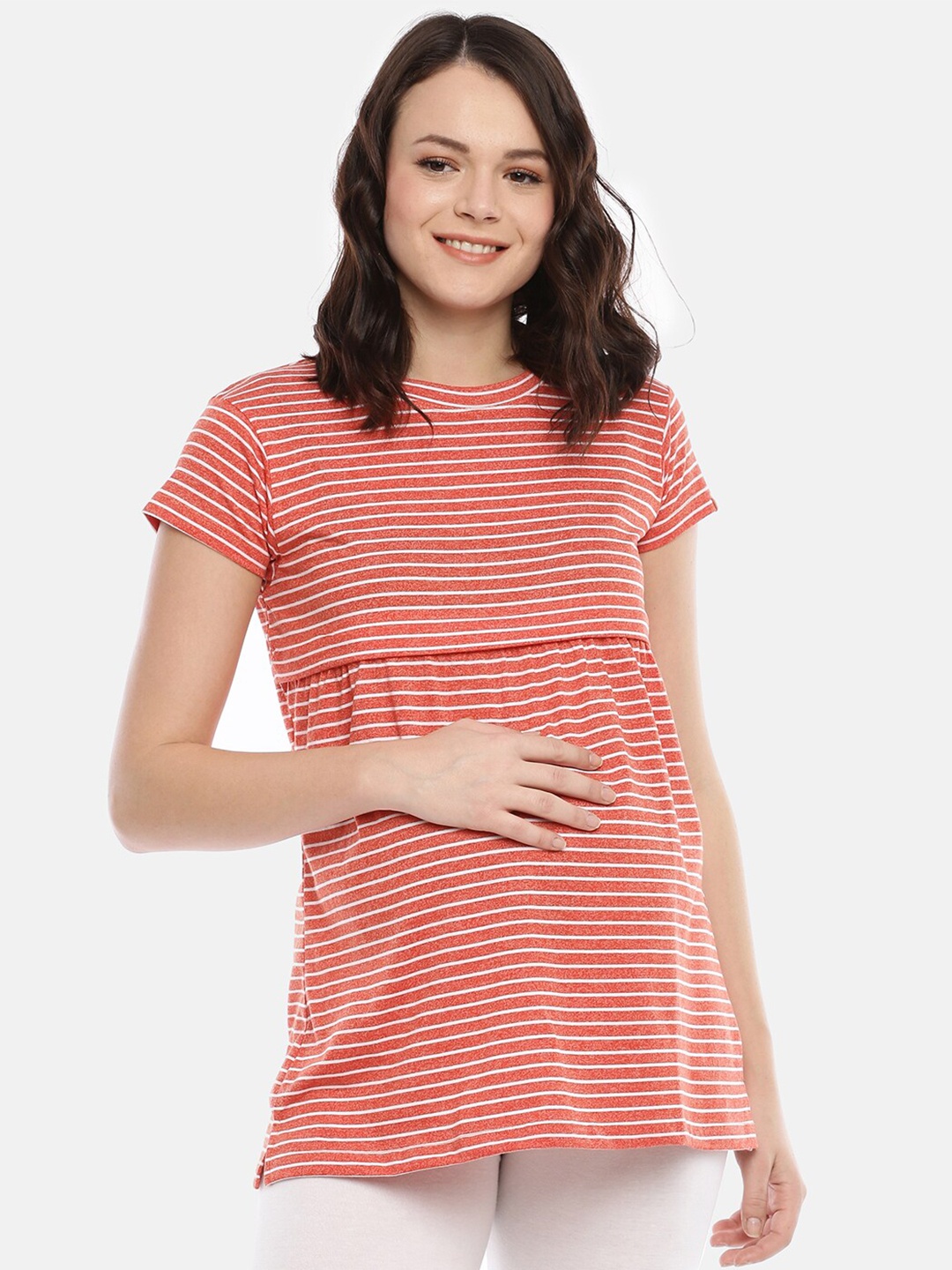 

GOLDSTROMS Striped Maternity Top, Orange