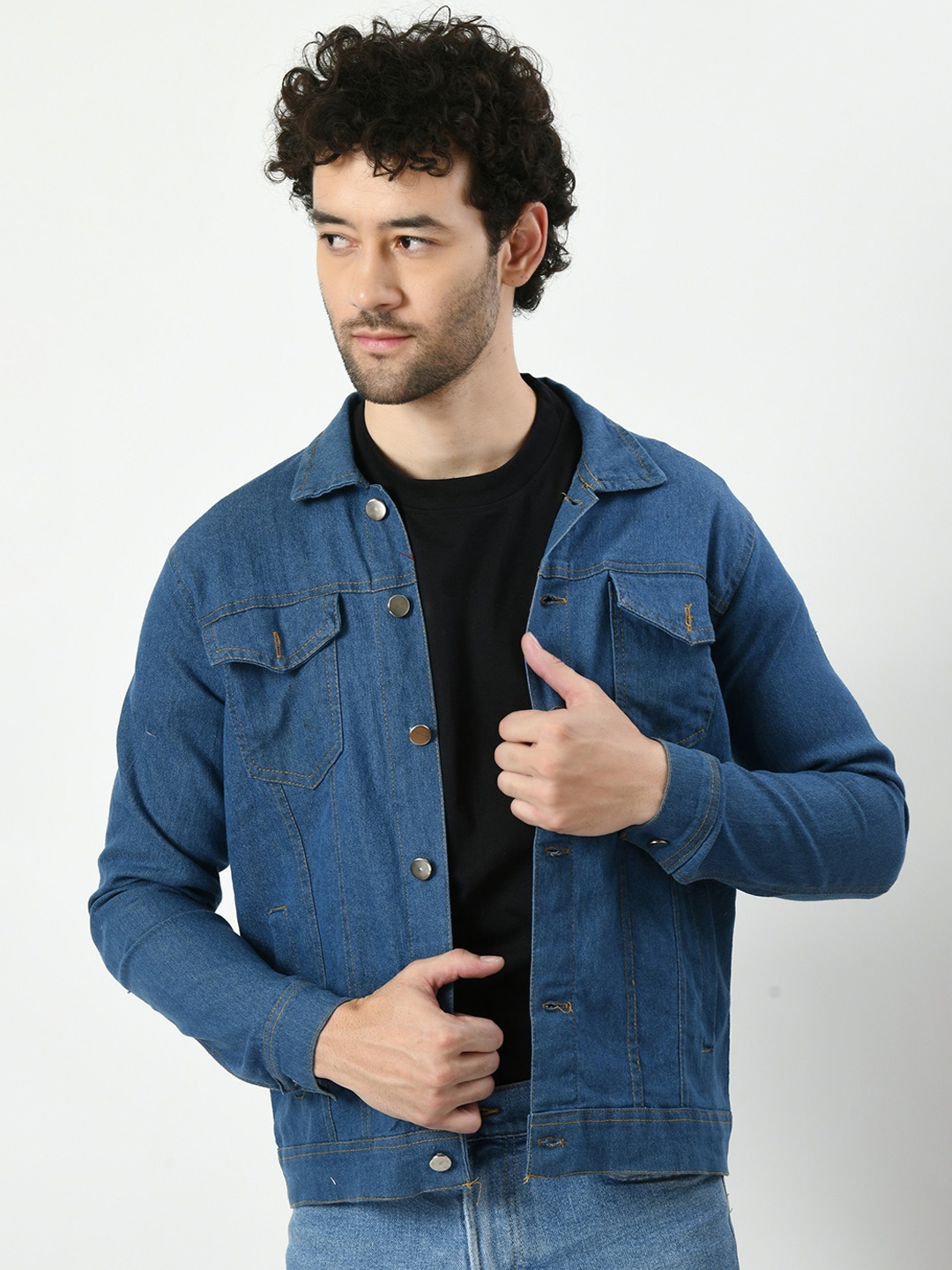 

DKGF FASHION Lightweight Cotton Denim Jacket, Blue