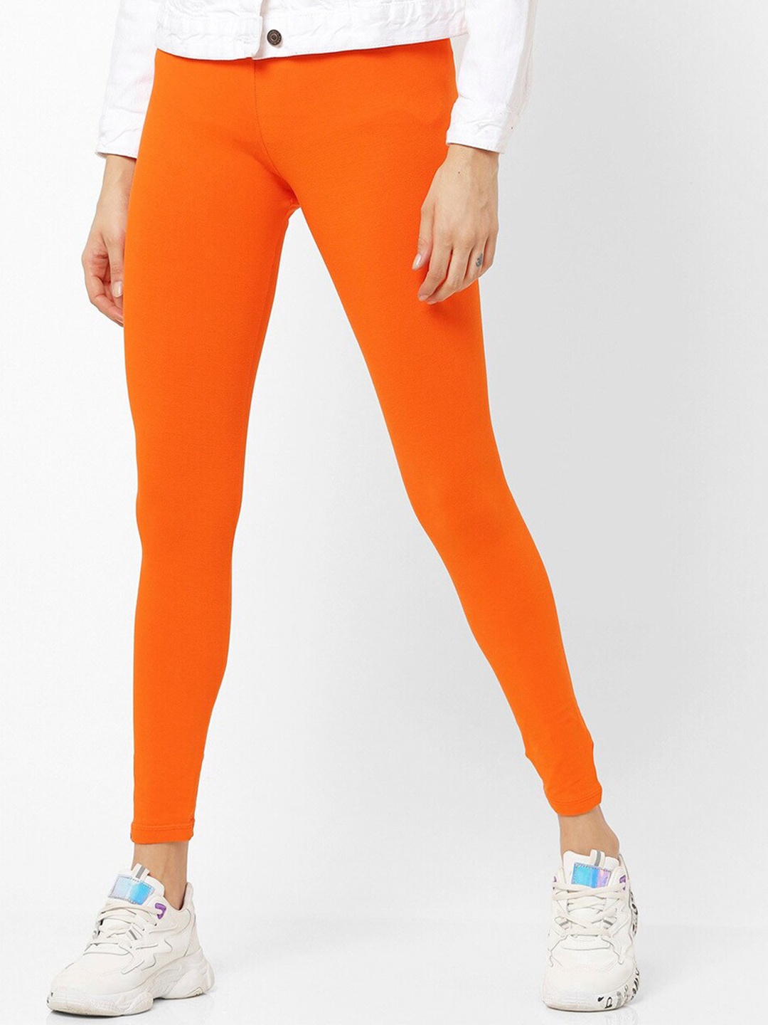 

ADORNA Women Ankle Length Cotton Active Tights, Orange