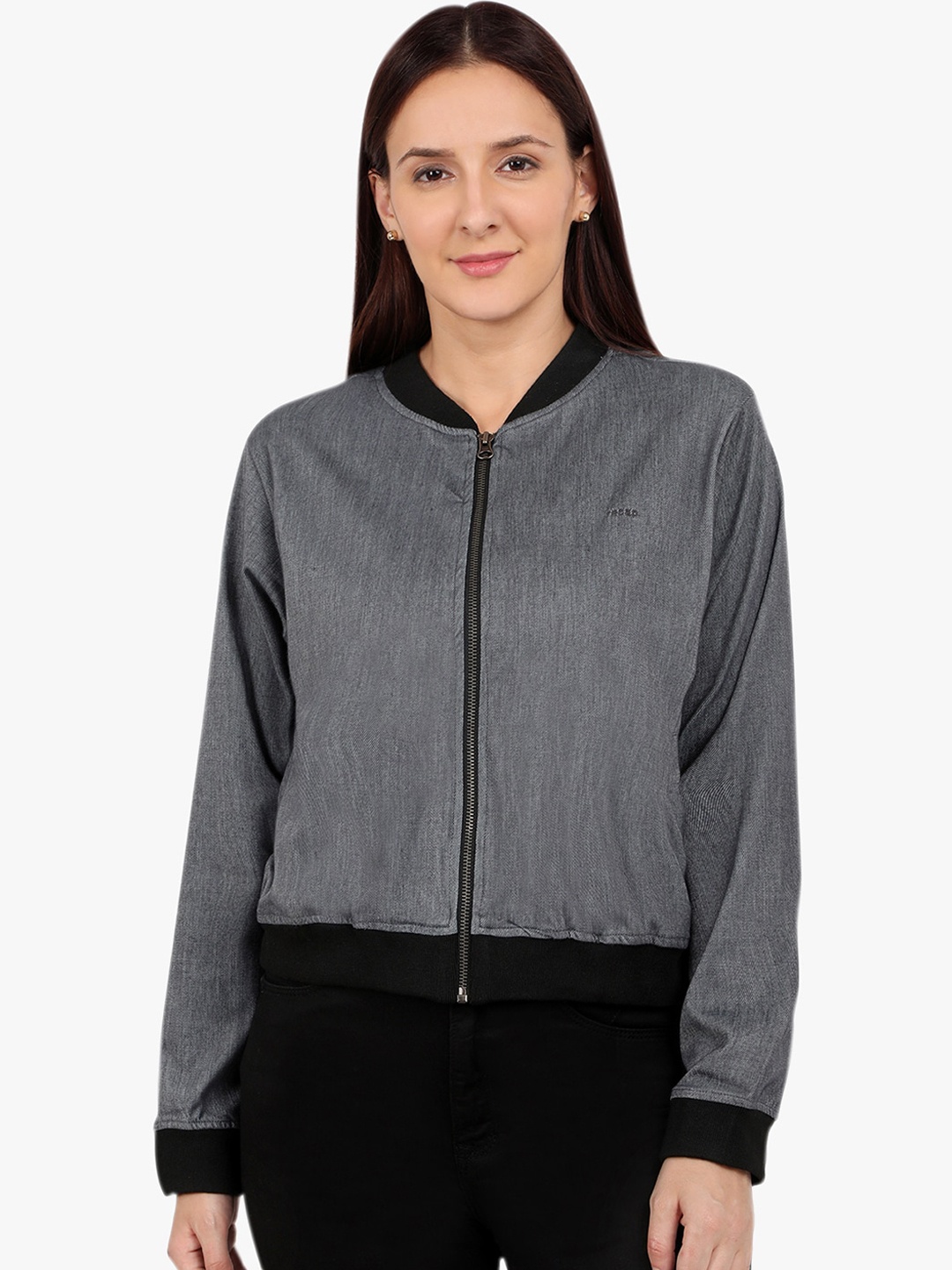 

Recap Mandarin Collar Lightweight Bomber Jacket, Grey