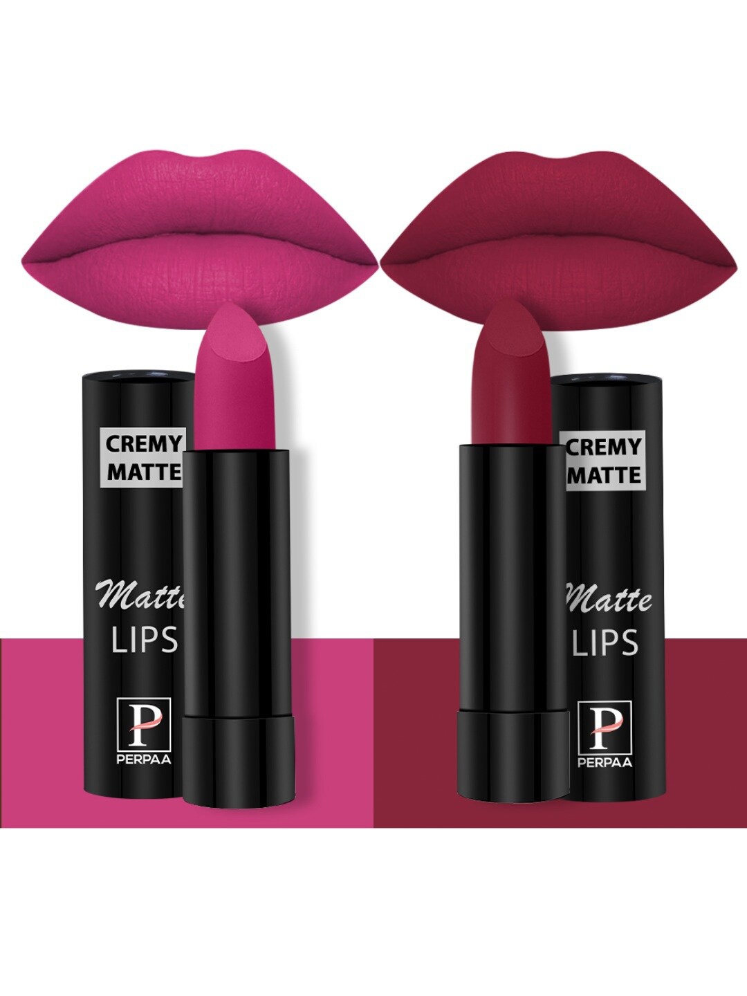 

PERPAA Set Of 2 Creamy Matte Long-Stay Lipstick - Dusky Maroon 71 & Pink Fusion 87