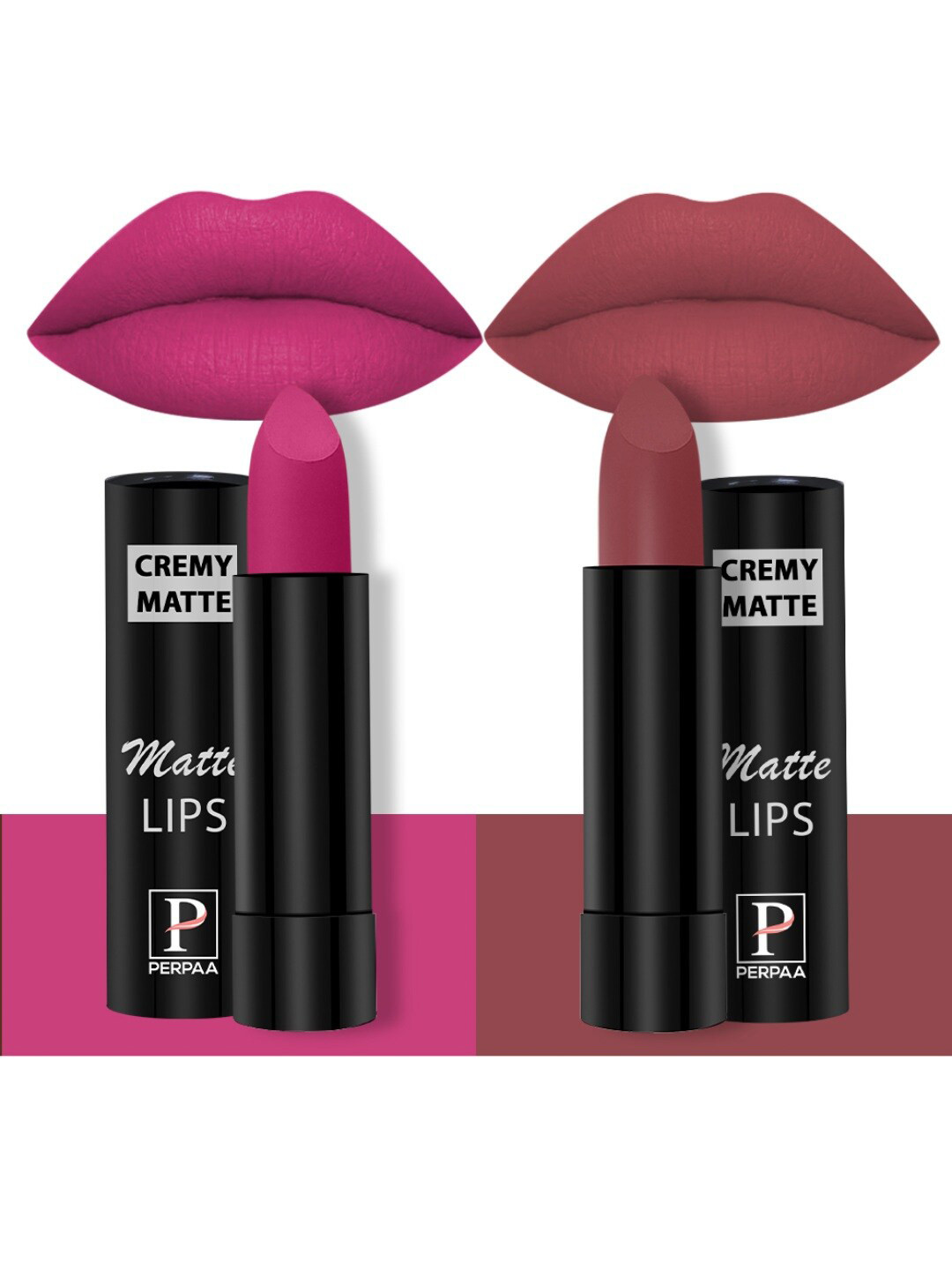 

PERPAA Set Of 2 Creamy Matte Long-Stay Lipstick - Dusky Maroon 71 & Pink Fusion 110