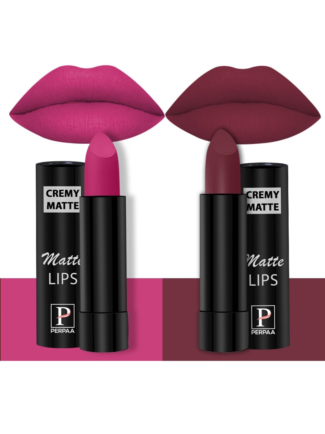 

PERPAA Set Of 2 Creamy Matte Long-Stay Lipstick - Pink Berry 71 & Dusky Maroon 96