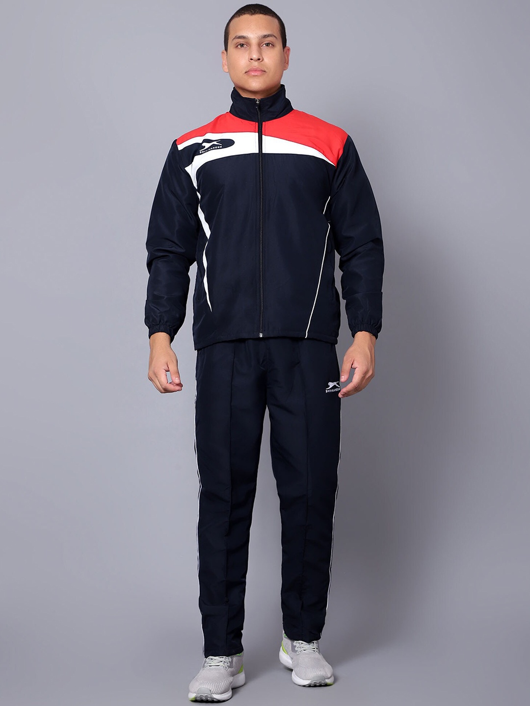 

Shiv Naresh Colourblocked Hooded Tracksuit, Navy blue