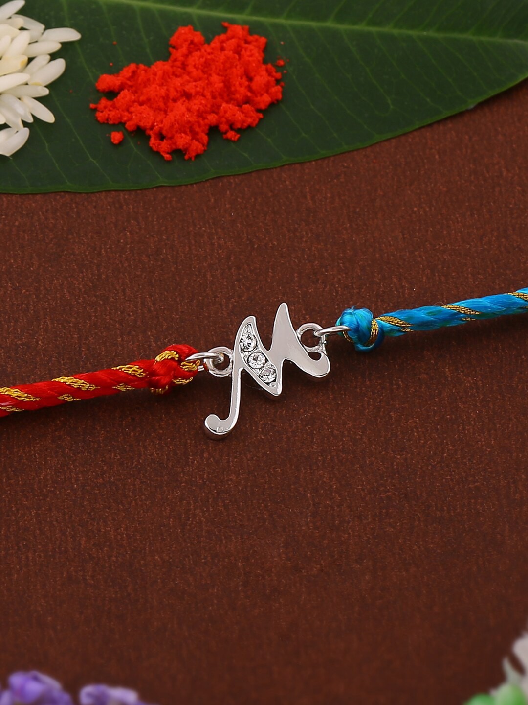 

Estele Rhodium-Plated Crystal-Studded Rakhi, Silver