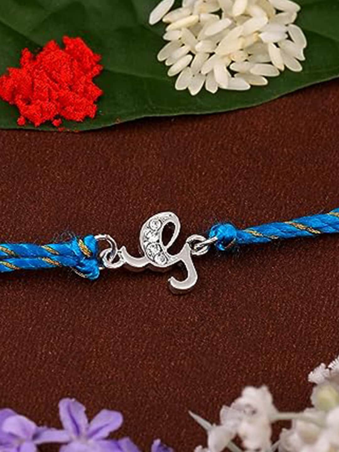 

Estele Rhodium-plated Crystal-Studded Rakhi, Silver