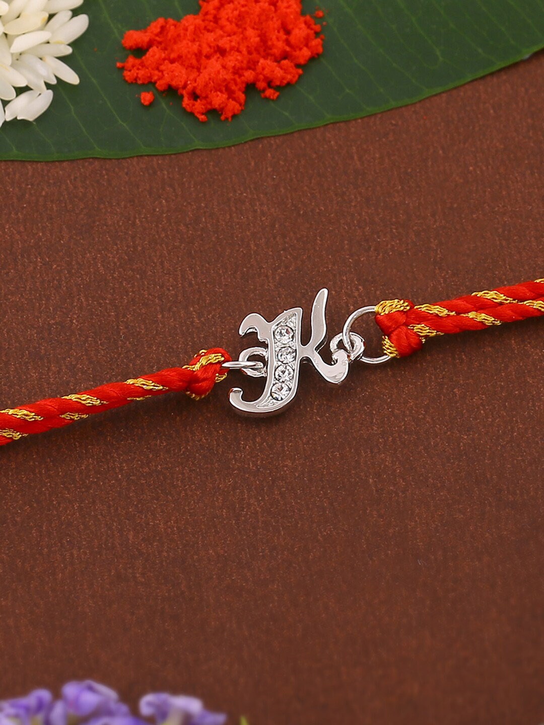

Estele Rhodium-Plated Crystal-Studded Rakhi, Silver