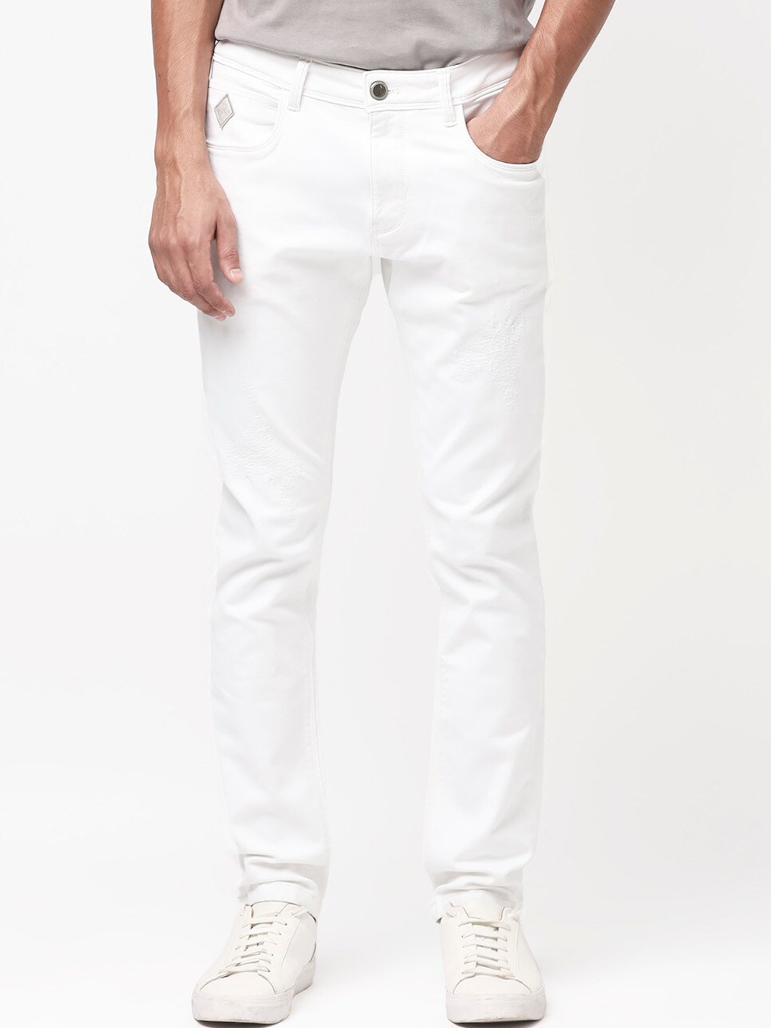 

RARE RABBIT Men Astred Slim Fit Stretchable Jeans, White