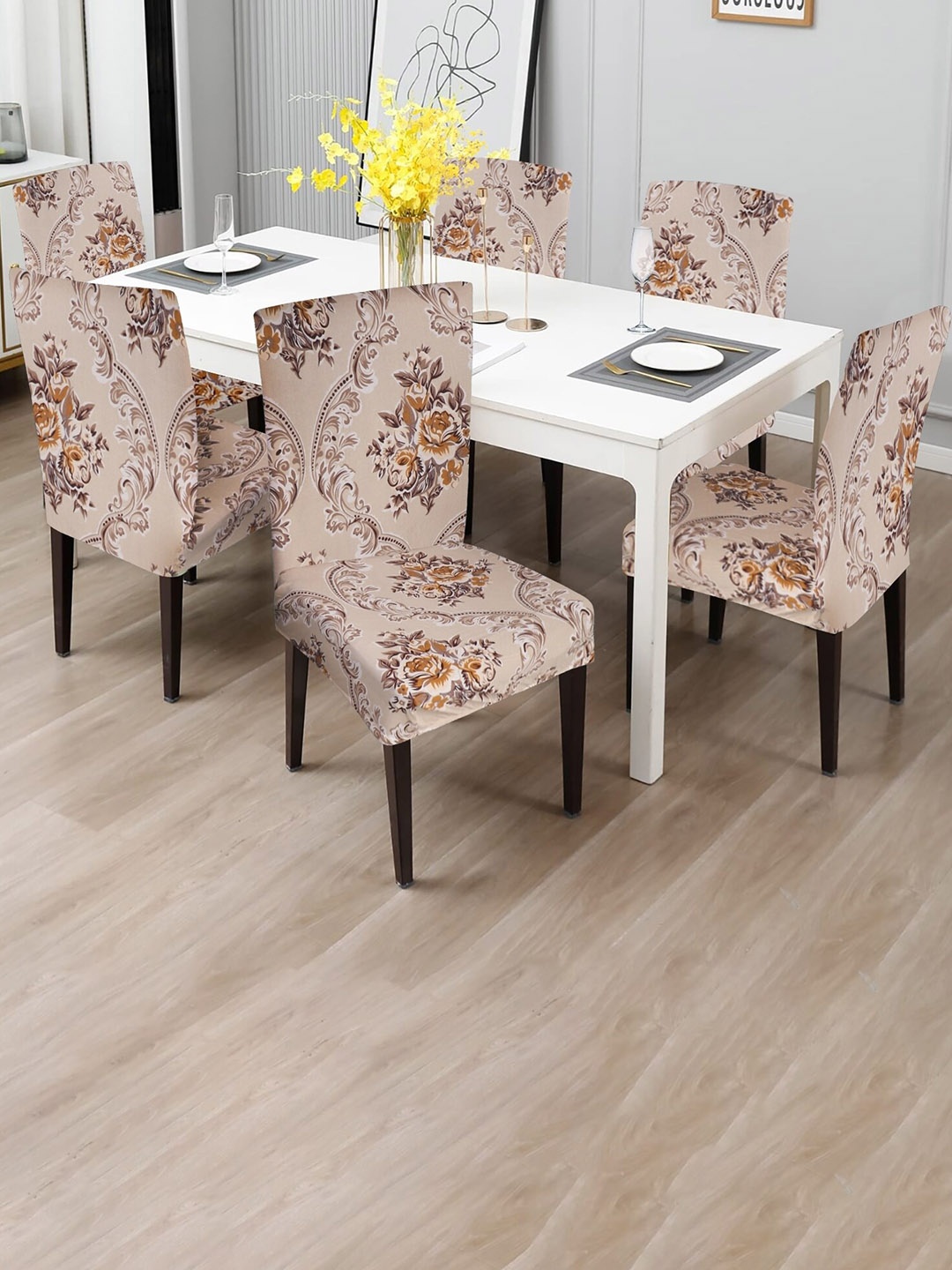 

Dakshya Industries Brown & Beige 6 Pieces Floral Printed Chair Covers